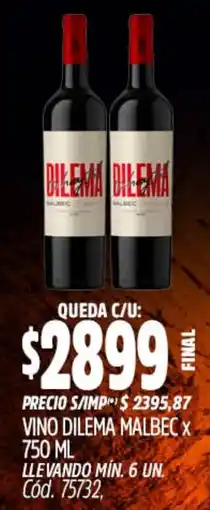 Supermercados Yaguar Dilema vino malbec oferta