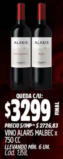 Supermercados Yaguar Alaris vino malbec oferta