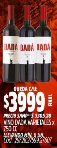 Supermercados Yaguar Dadá vino varietales oferta