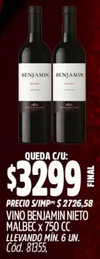 Supermercados Yaguar Benjamin vino nieto malbec oferta