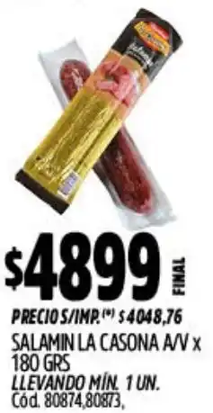 Supermercados Yaguar La casona salamin a/v oferta