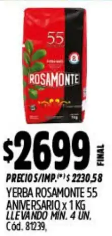 Supermercados Yaguar Rosamonte yerba 55 aniversario oferta