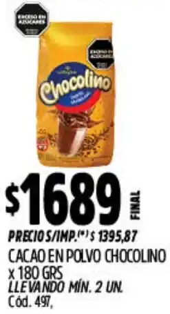 Supermercados Yaguar Chocolino cacao en polvo oferta