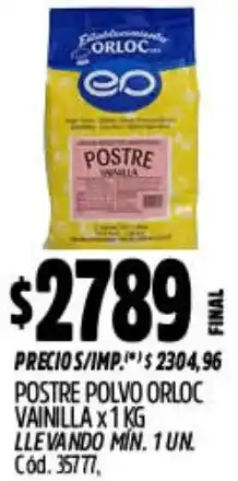 Supermercados Yaguar Postre polvo orloc vainilla oferta