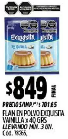 Supermercados Yaguar Exquisita flan en polvo vainilla oferta