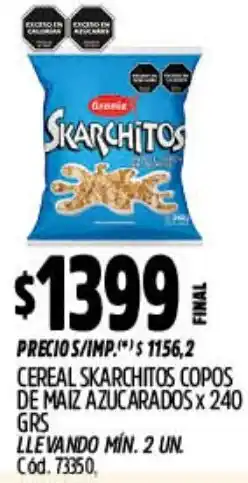 Supermercados Yaguar Skarchitos cereal copos de maiz azucarados oferta