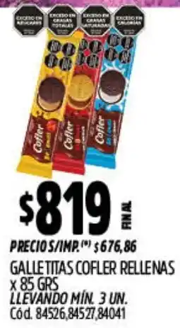 Supermercados Yaguar Cofler galletitas rellenas oferta