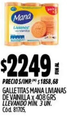 Supermercados Yaguar Maná galletitas livianas de vainilla oferta
