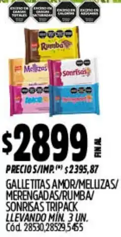 Supermercados Yaguar Amor/mellizas/ merengadas/rumba galletitas sonrisas tripack oferta