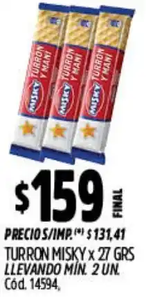 Supermercados Yaguar Misky turron oferta