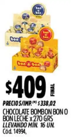 Supermercados Yaguar Bombon bon o bon leche chocolate oferta