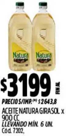 Supermercados Yaguar Natura aceite girasol oferta