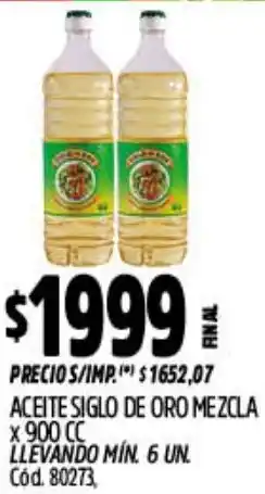 Supermercados Yaguar Siglo de oro mezcla aceite oferta