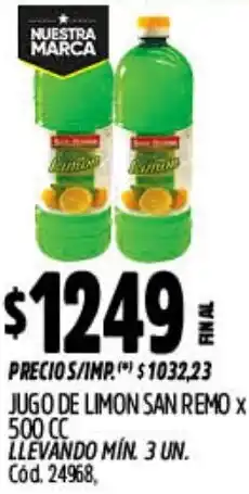 Supermercados Yaguar San remo jugo de limon oferta