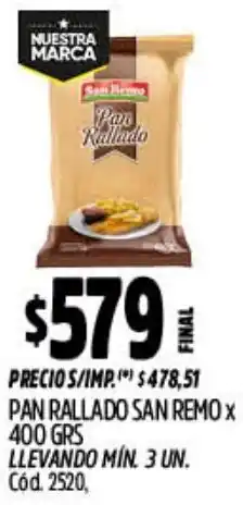 Supermercados Yaguar San remo pan rallado oferta