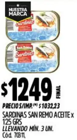 Supermercados Yaguar San remo sardinas aceite oferta
