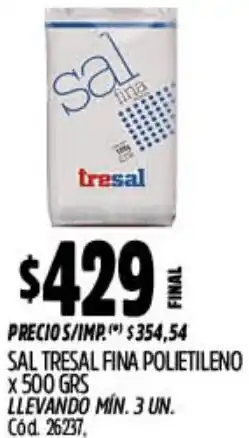 Supermercados Yaguar Sal tresal fina polietileno oferta