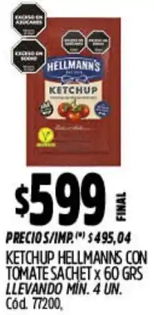 Supermercados Yaguar Hellmann's ketchup con tomate sachet oferta