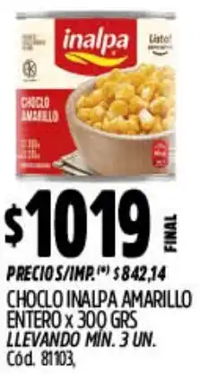 Supermercados Yaguar Inalpa choclo amarillo entero oferta