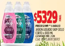 Supermercados Yaguar Skip jabón liquido ciclo corto oferta