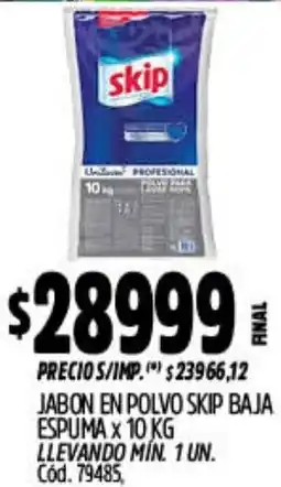 Supermercados Yaguar Skip jabon en polvo baja espuma oferta