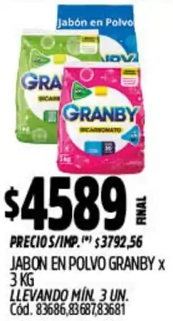 Supermercados Yaguar Granby jabon en polvo oferta