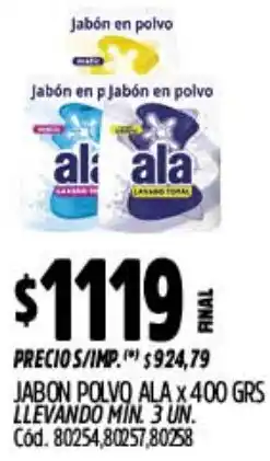 Supermercados Yaguar Ala jabón polvo oferta