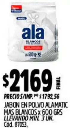 Supermercados Yaguar Ala jabon en polvo alamatic mas blancos oferta