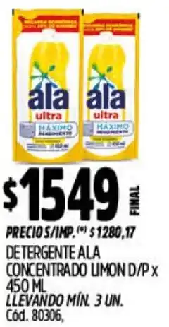Supermercados Yaguar Ala detergente concentrado limon d/p oferta