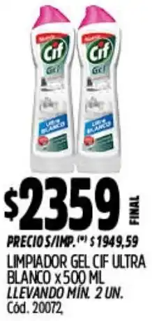 Supermercados Yaguar Cif limpiador gel ultra blanco oferta