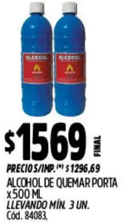 Supermercados Yaguar Alcohol de quemar porta oferta