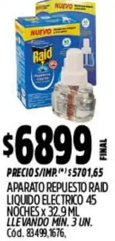 Supermercados Yaguar Raid aparato repuesto liquido electrico oferta