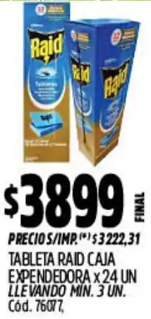 Supermercados Yaguar Raid tableta caja expendedora oferta