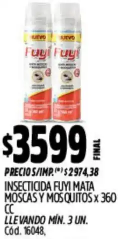 Supermercados Yaguar Fuyi insecticida mata moscas y mosquitos oferta