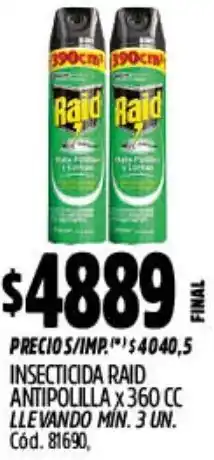 Supermercados Yaguar Raid insecticida antipolilla oferta