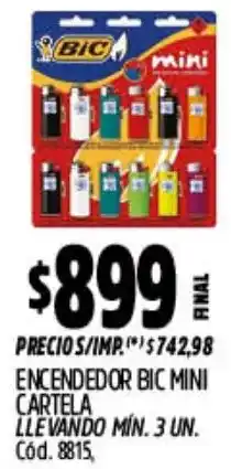 Supermercados Yaguar Bic encendedor mini cartela oferta