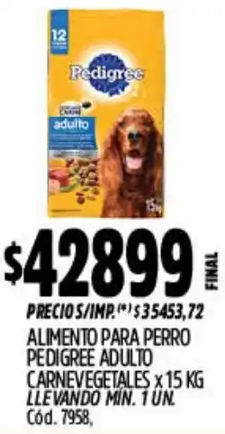 Supermercados Yaguar Pedigree alimento para perro adulto carne vegetales oferta