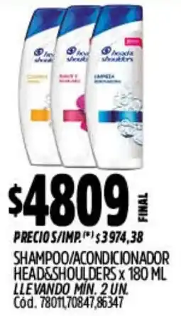 Supermercados Yaguar Head&shoulders shampoo/acondicionador oferta