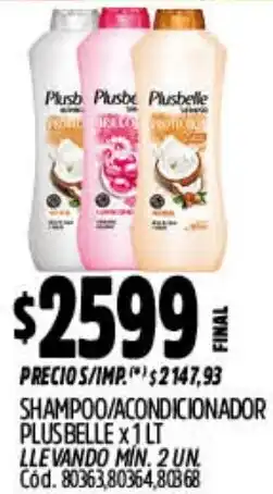 Supermercados Yaguar Plusbelle shampoo/acondicionador oferta