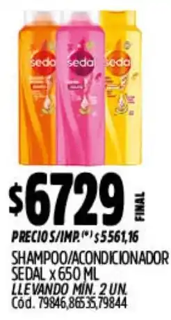 Supermercados Yaguar Sedal shampoo/acondicionador oferta