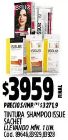 Supermercados Yaguar Issue tintura shampoo sachet oferta