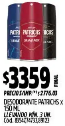 Supermercados Yaguar Patrichs desodorante oferta