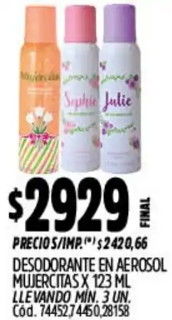 Supermercados Yaguar Mujercitas desodorante en aerosol oferta
