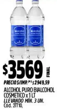 Supermercados Yaguar Bialcohol alcohol puro cosmetico oferta