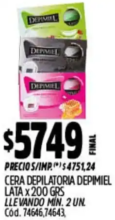 Supermercados Yaguar Depimiel cera depilatoria lata oferta