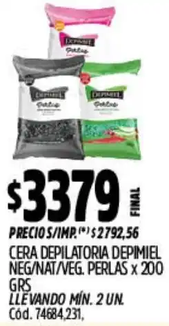 Supermercados Yaguar Depimiel cera depilatoria neg/nat/veg. perlas oferta
