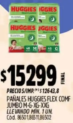 Supermercados Yaguar Huggies pañales flex comf jumbo m-g-xg-xxg oferta