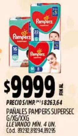 Supermercados Yaguar Pampers pañales supersec g/xg/xxg oferta