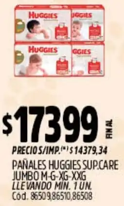 Supermercados Yaguar Huggies pañales sup.care jumbo m-g-xg-xxg oferta