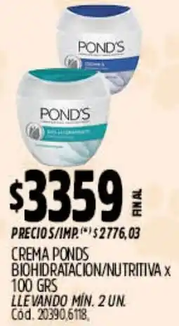 Supermercados Yaguar Pond's crema biohidratacion/nutritiva oferta